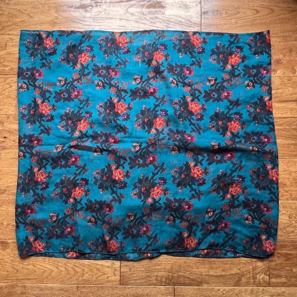 Teal Floral Infinity Scarf 31